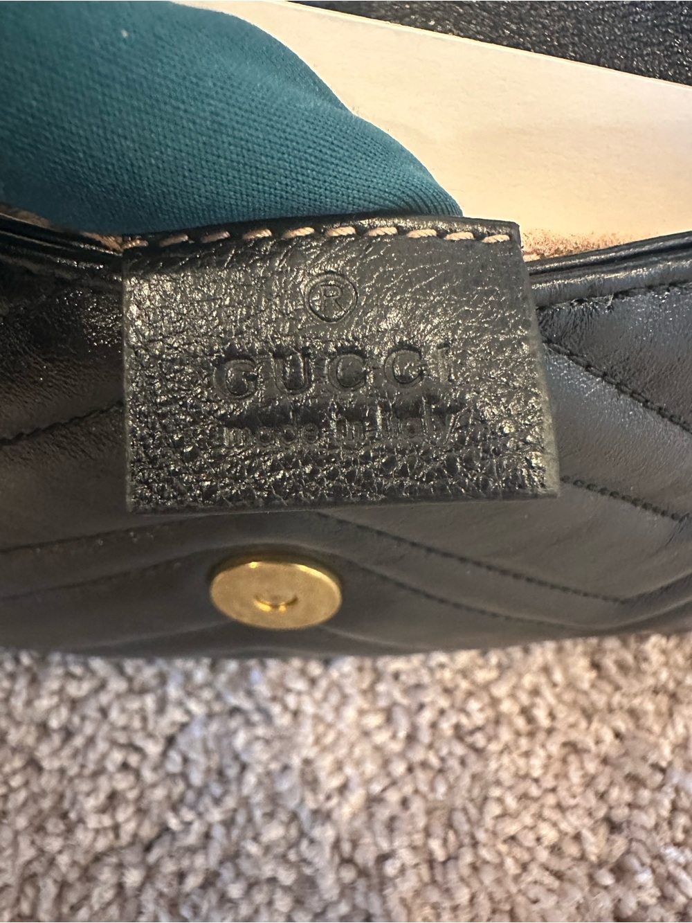 Gucci Black Matelassé Calfskin GG Marmont Triple Pouch Belt Bag -Size 85 - 34 - Picture 6 of 14